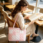 PALAY Quilted Floral Shoulder Tote Bag for Women