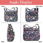 PALAY Women Crossbody Bag for Travel with Multi Layer Zipper Pockets and Nylon Design | Floral Print Casual Satchel