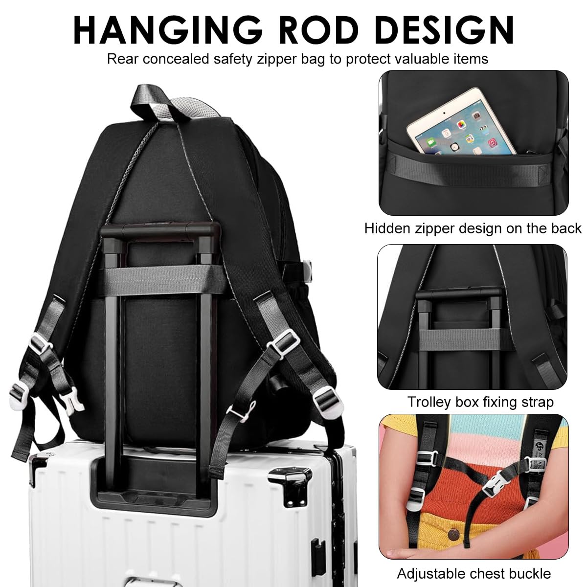 PALAY School Backpack for Students with 3 Zip Compartments and Padded Shoulder Straps | Khaki Casual Style