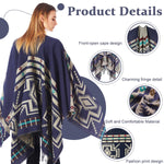 PALAY Womens Shawl for Winter and Indoor Outdoor Use with Front Loop 51 x 59 in | Soft Dacron Checked Wrap Black