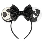 PALAY® Mic-Ky Mouse Hairband for Girls, Spooky Skull Ghost Halloween for Girls Halloween Sequin Bow Headband Costume Accessories Cute Ears Hair Accessories for Girls Women Party Festivals Hairband