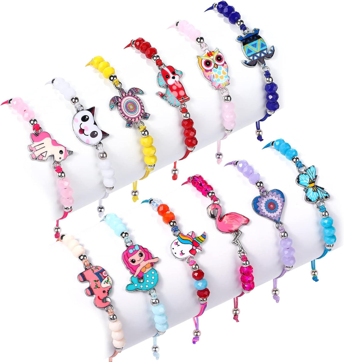 PALAY® Hand Bracelet for Kids Girls Stylish Unicorn Friendship Band Kids Bracelets for Girls Best Friend Bracelet Set Kids Party Gift Wrist Bracelet Hand Jewellery for Kids (Multicolor) - 12 Pieces