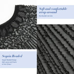 PALAY Lace Shawl for Wedding Dress featuring Sequin Beaded Mesh Fabric | Elegant Black Wrap