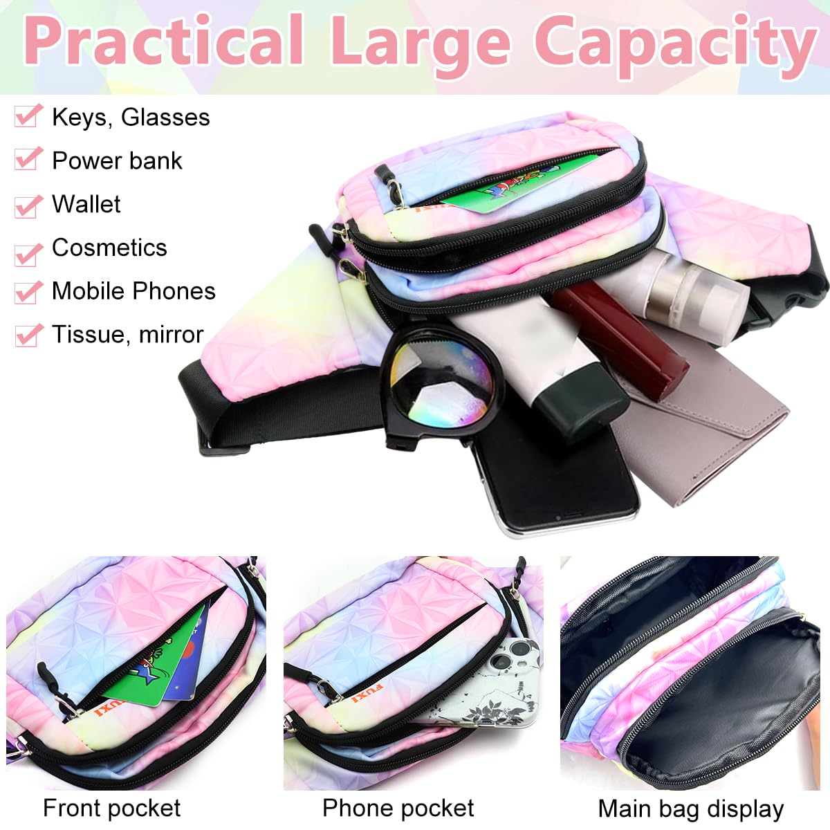 PALAY Waist Bag for Women with Three Zipper Pockets and Quick Release Buckle | Oxford Cloth Travel Fanny Pack