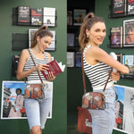 PALAY Women Crossbody Bag for Everyday Outfits with Dual Zipper Compartments and PU Leather | 7.4x2.7x5.5 in Retro Colorblock Style