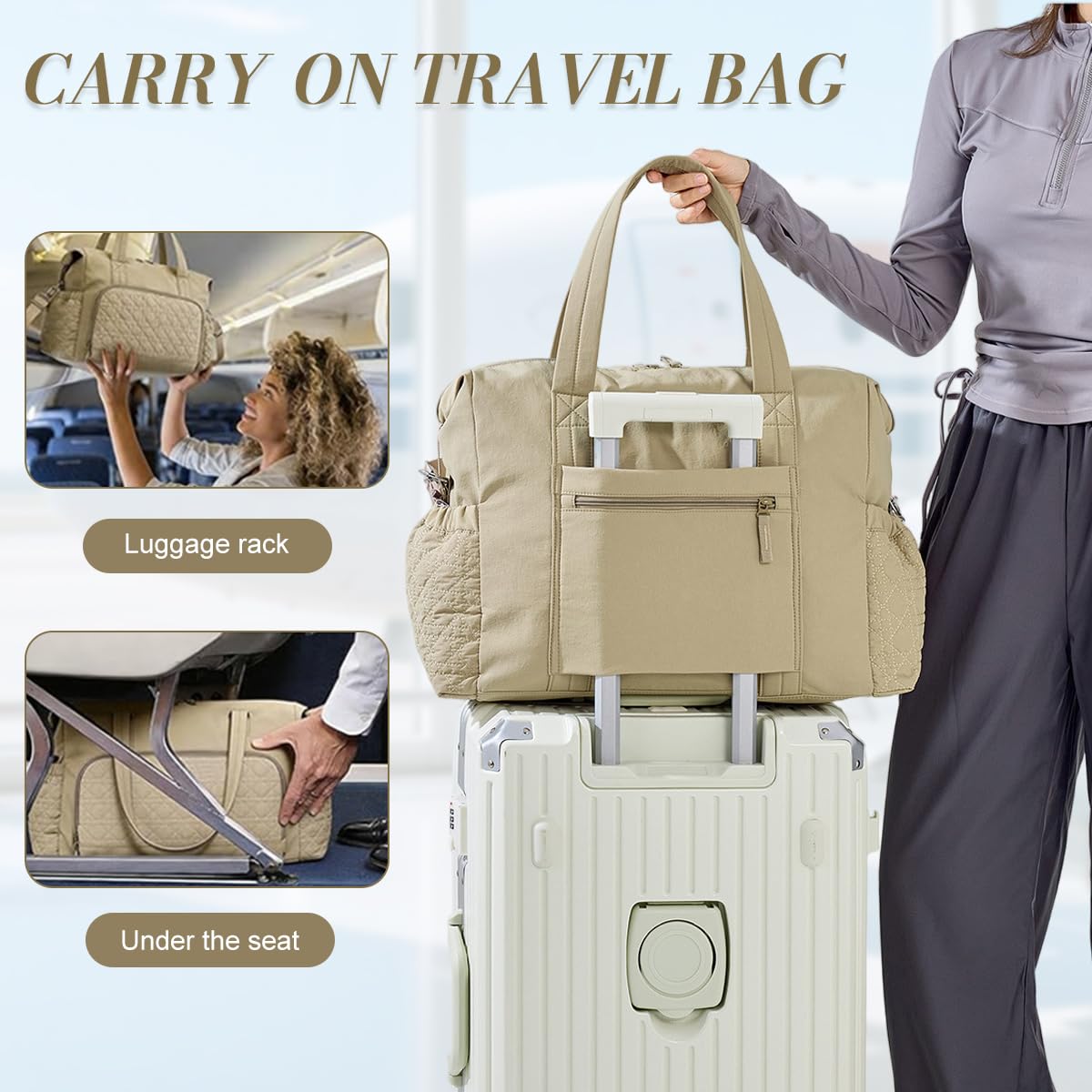 PALAY Women's Quilted Nylon Travel Bag Large Capacity Gym Bag
