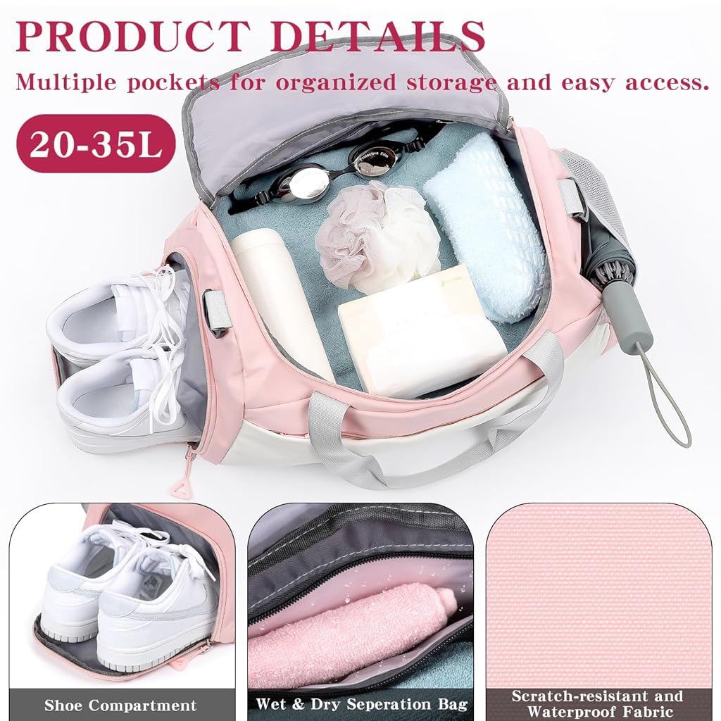 PALAY Travelling Bag for Women with 35L Capacity and Shoe Compartment | Waterproof Oxford Weekender