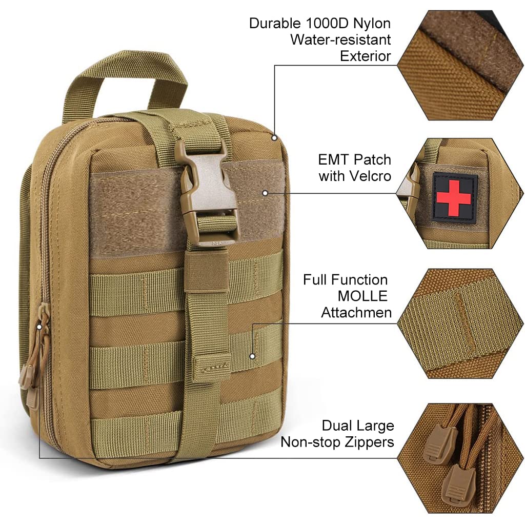 PALAY® Metallic Medical Molle Pouch Tactical,1000D Nylon First Aid Pouch,Big Capacity EMT Pouch Utility,Heavy Duty Military Grade Rip Away Ifak Pouch for Home and Outdoor Activities