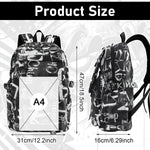 PALAY® Travel Backpack Casual Backpack Nylon Backpack School Students Backpack Lightweight Fashion Graffiti Print Black Backpack Outdoor Travel Backpack Laptop Backpack