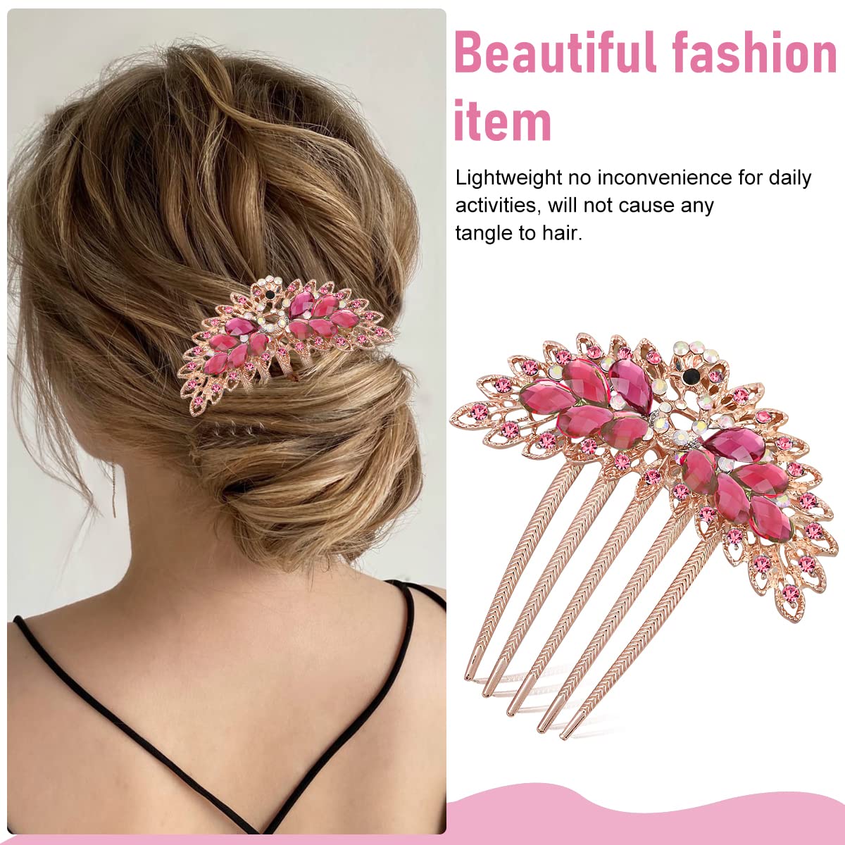 PALAY Hair Comb Clip for Women featuring 3.5×3.7 in Rhinestone Design | Bridal Bun Accessory