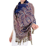 PALAY Scarf for Women with Tassels and Jacquard Print 200x70 cm Satin Wrap | Elegant Shawl