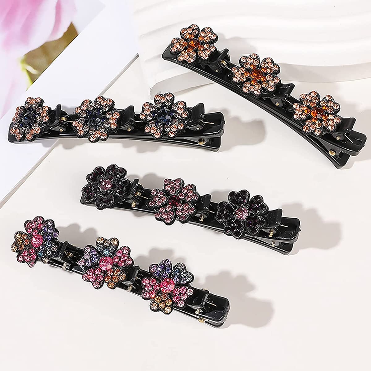 PALAY Hair Braid Pearl Hair Clip Set for Girls with 3 Claw Design and Resin Material | 4pcs