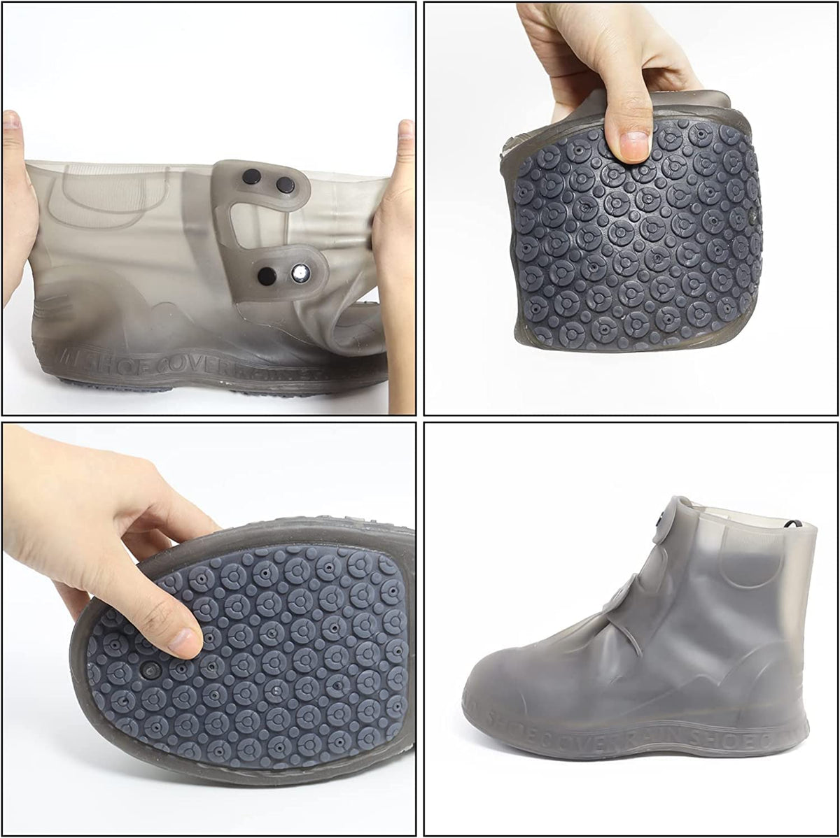 PALAY Silicone Shoe Covers for Rainy Days with Double Snap Closure and TPE Sole | Fits Size 9‑11