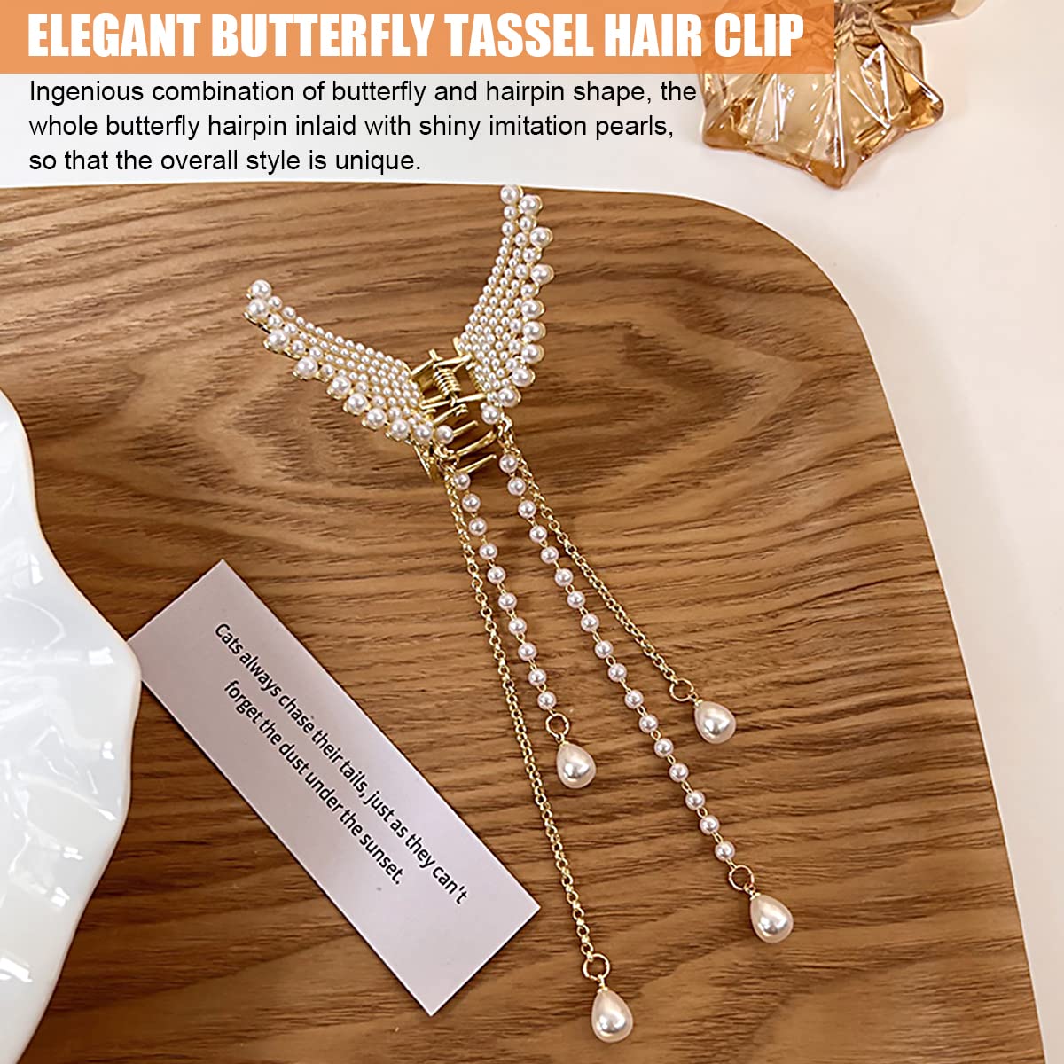 PALAY® Hair Clips for Women Pearl Metal Butterfly Claw Clip with Tussle Elegant Clutcher for Women Hair Korean Style Cute Hair Accessories for Women, Girls