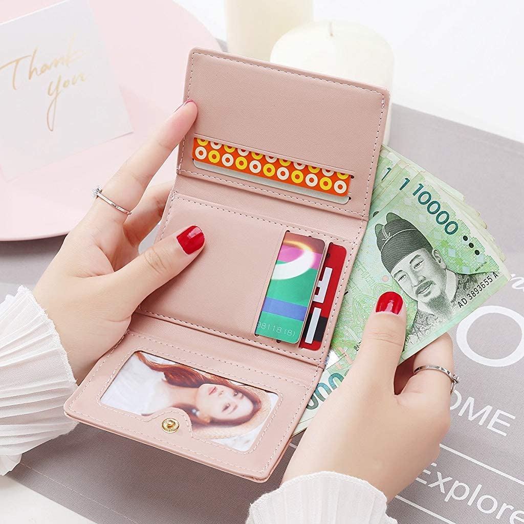 PALAY Mini Wallet for Women with Heart Metal Buckle and Card Slots | Blue PU Leather Clutch