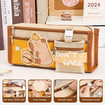 PALAY® Capybara Stationery Set for Students & School Gift, 64 Pcs Adorable Cartoon Supplies with Pens, Pencil Bag, Stickers, Correction Tape, Sticky Notes & Capybara Backpack Charm
