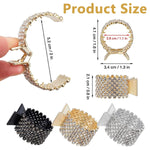 PALAY Hair Claw Clips for High Ponytail with Fishtail Handle and Rhinestones | 3Pcs Alloy Set