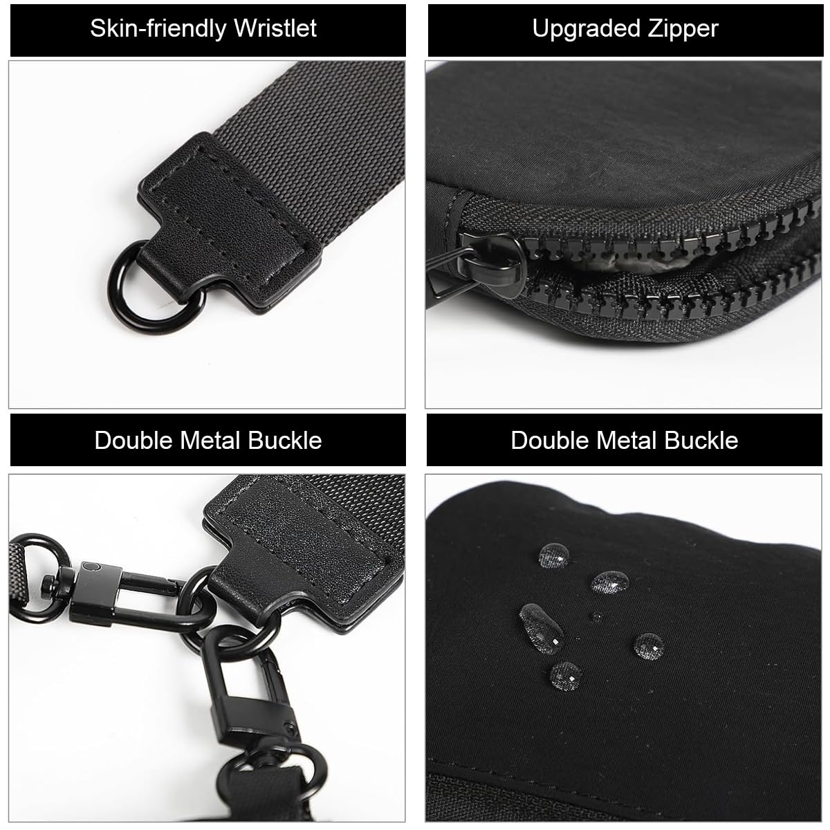 PALAY Small Zipper Pouches for Daily Use with Dual Detachable Design Waterproof Nylon | Wristlet Coin and Earphone Organizer for Women