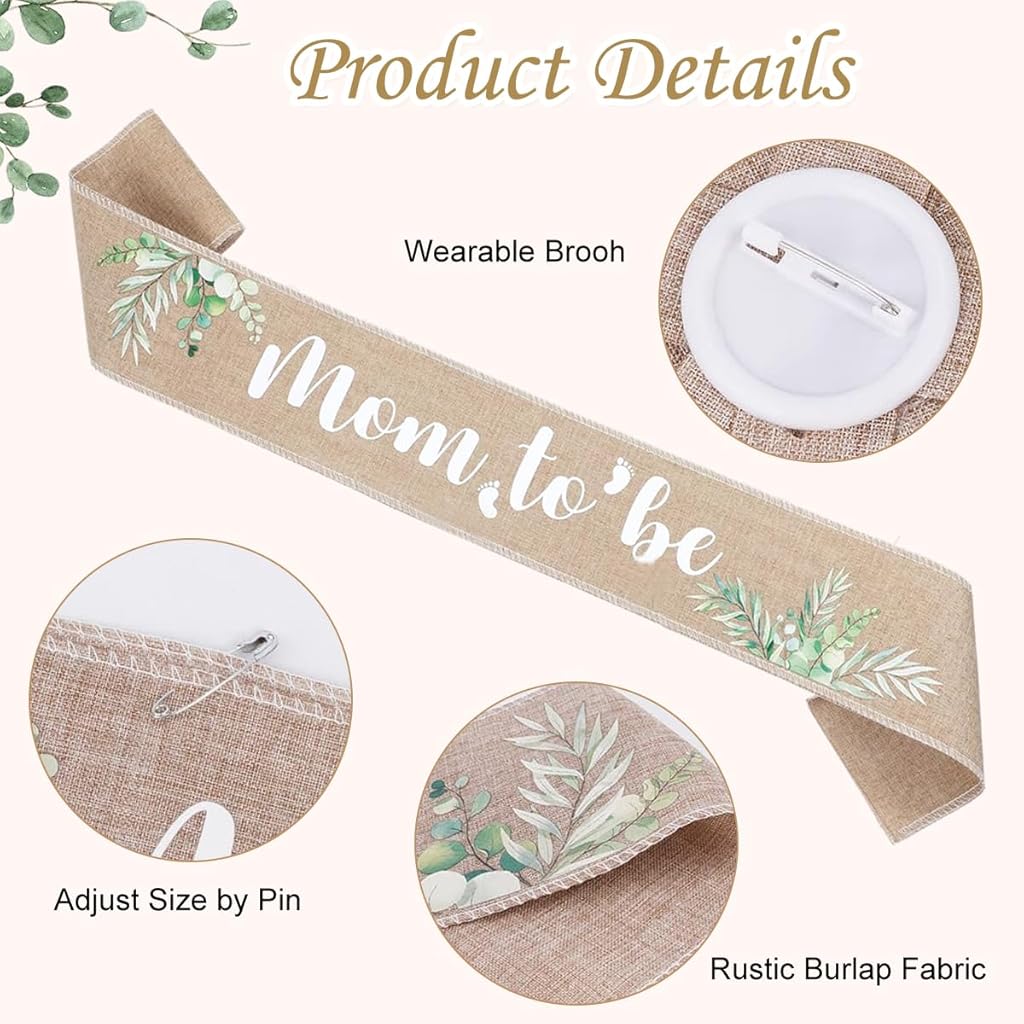 PALAY® Wallets for Women Stylish Neutral Burlap Mom to Be Sash Dad to Be Pin Baby Shower Decorations