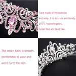 PALAY Didder Silver Tiara Crown for Women with Pink Crystals and Combs | Bridal Prom Birthday Accessory