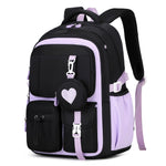 PALAY® School Bag for Girls Purple Black Backpack for Primary Elementary Teenage, Middle School Students Bookbag