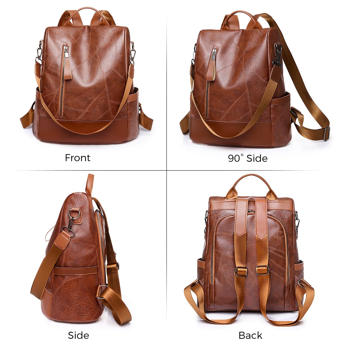 PALAY Fashion Backpacks for Women with Back Zipper Safety Access 34x32x14cm PU Design