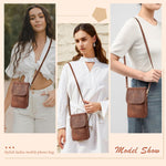 PALAY Crossbody Phone Bag for Daily Travel with Multi Zipper Pockets and 5x7.8 in Size | Vintage Brown PU Leather Mini Purse