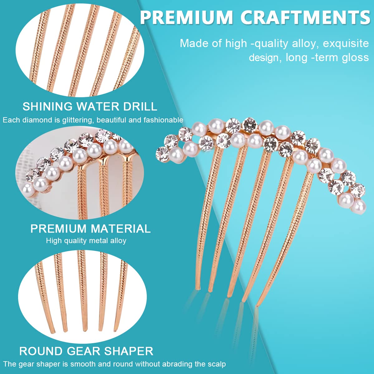 PALAY Pearl Claw Hair Clips Set for Elegant Buns featuring 3 Pcs 7.5×7.8 cm Alloy Pins