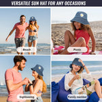 PALAY® Women Bucket Hat Embroidery Daisy Flower Denim Bucket Hat Sun Hat Casual Outdoor Sun Cap Wide Brim Hat