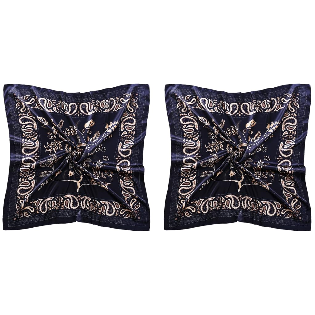 PALAY Women Satin Scarf 35x35 in Silk Feel Square Wrap for Hair and Pillow Cover | 2PCS Set