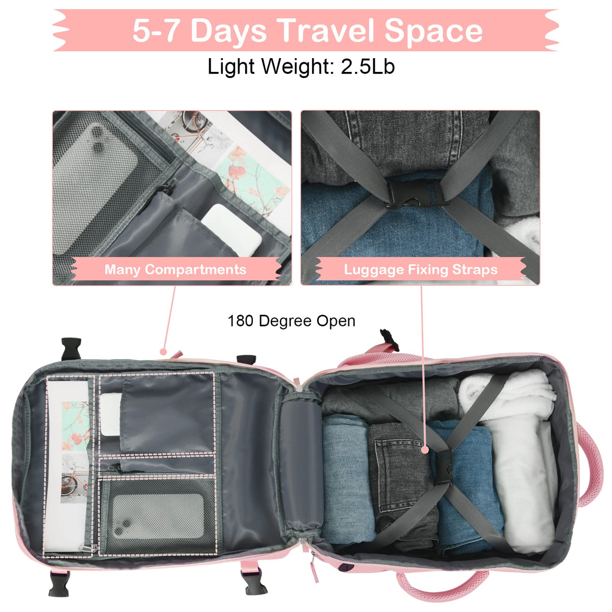 PALAY Laptop Backpack for Travel and Business with Dual Handle and 20L–35L Expansion | Pink