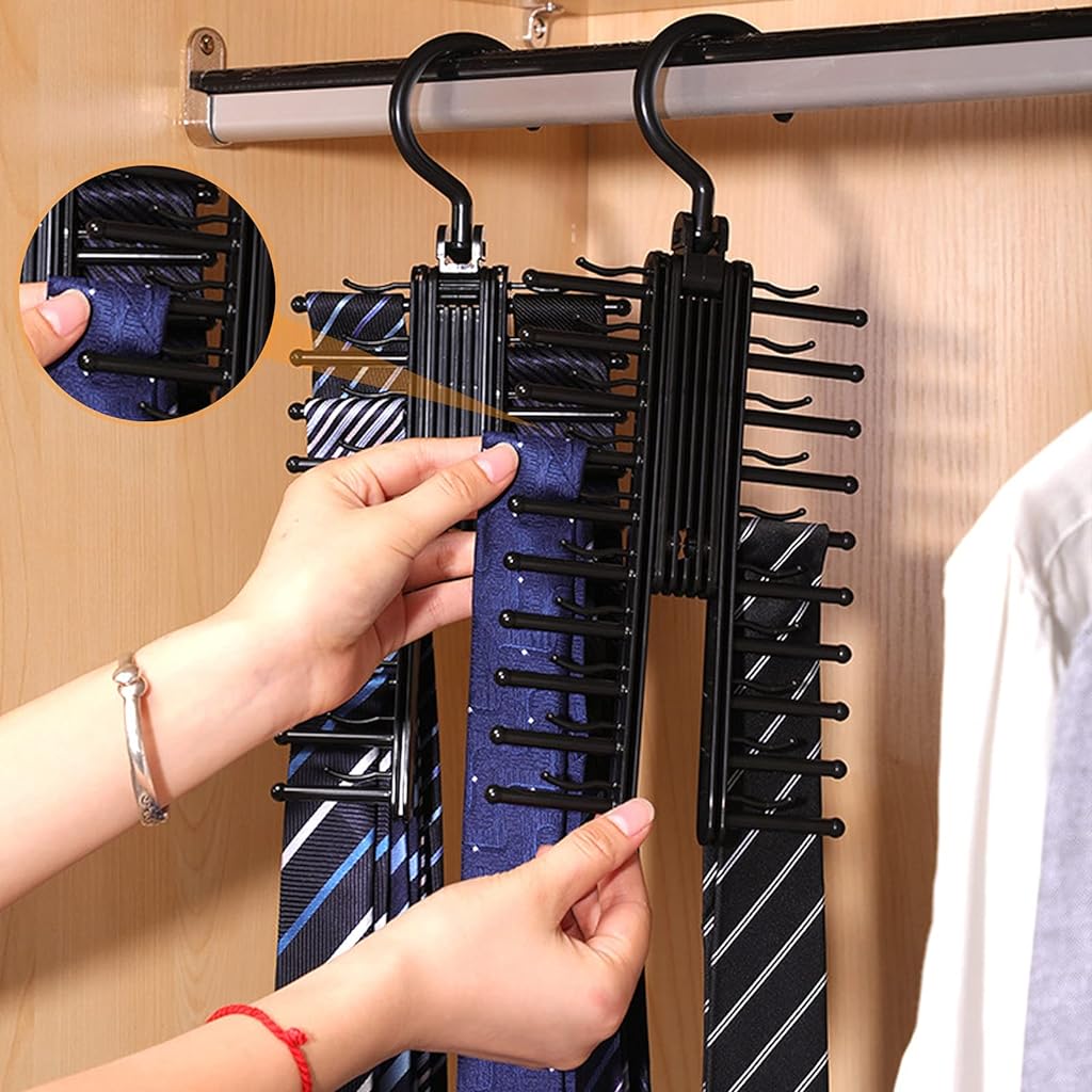 PALAY® Tie Organizer for Closet Wardrobe Neckties Hanger with Anti Slip Clip for 20 Bow,Hanger Wardrobe Organzier for Ties, Bowties, Belts, Scarves with 360 degree Rotatation Design