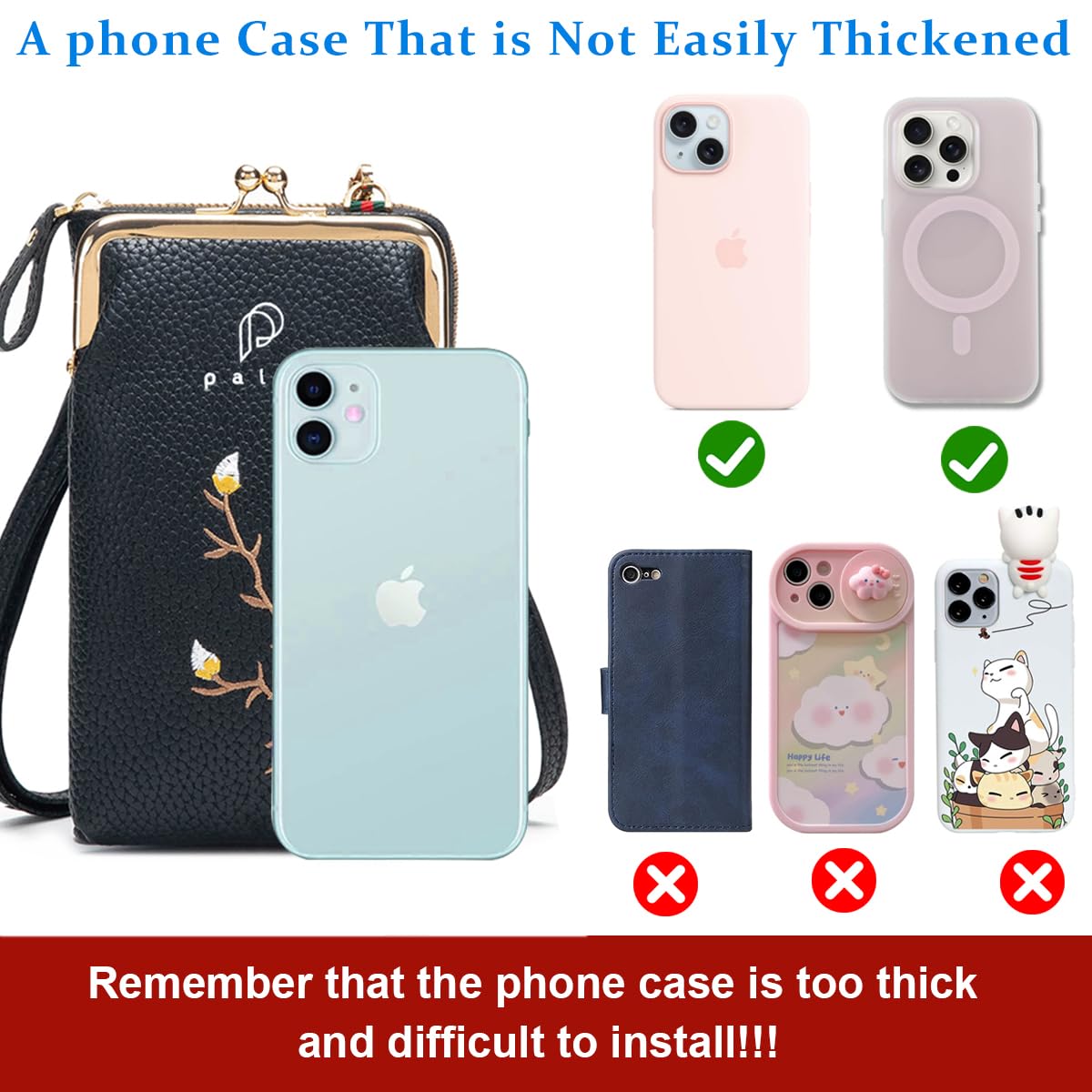 PALAY Women Crossbody Phone Bag for Daily Use with 7.1x4.37x1.96 in Capacity | PU Leather Sling Purse