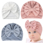 PALAY Baby Cap Set for 0–12 Months featuring Soft Stretchy Bow Turban | 3pcs Infant Gift