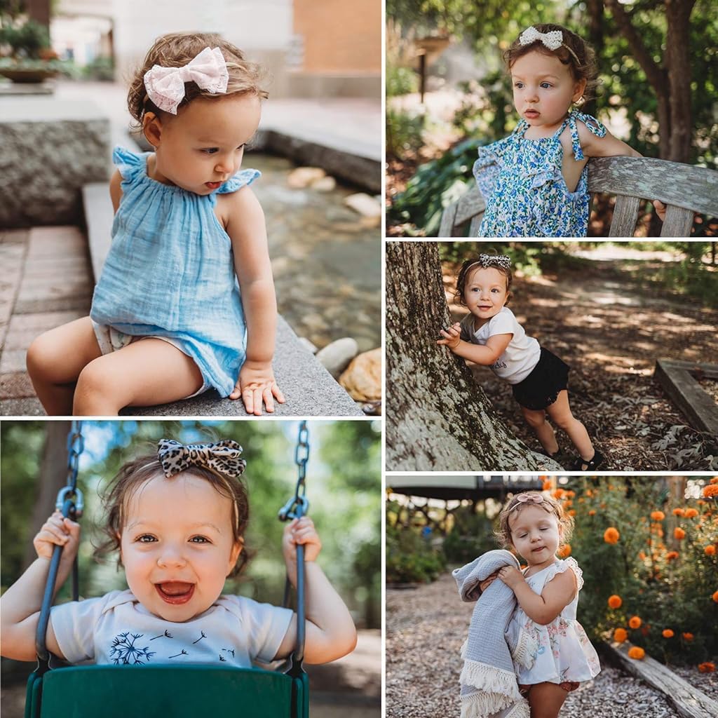 PALAY Bow Hair Bands for Babies with Soft Stretchy Nylon Design | 10pcs Cute Headbands