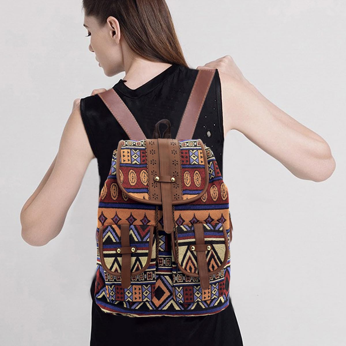 PALAY Bohemian Laptop Backpack for Travel and School featuring 38×33×9cm Size | Massage Cushioned Straps