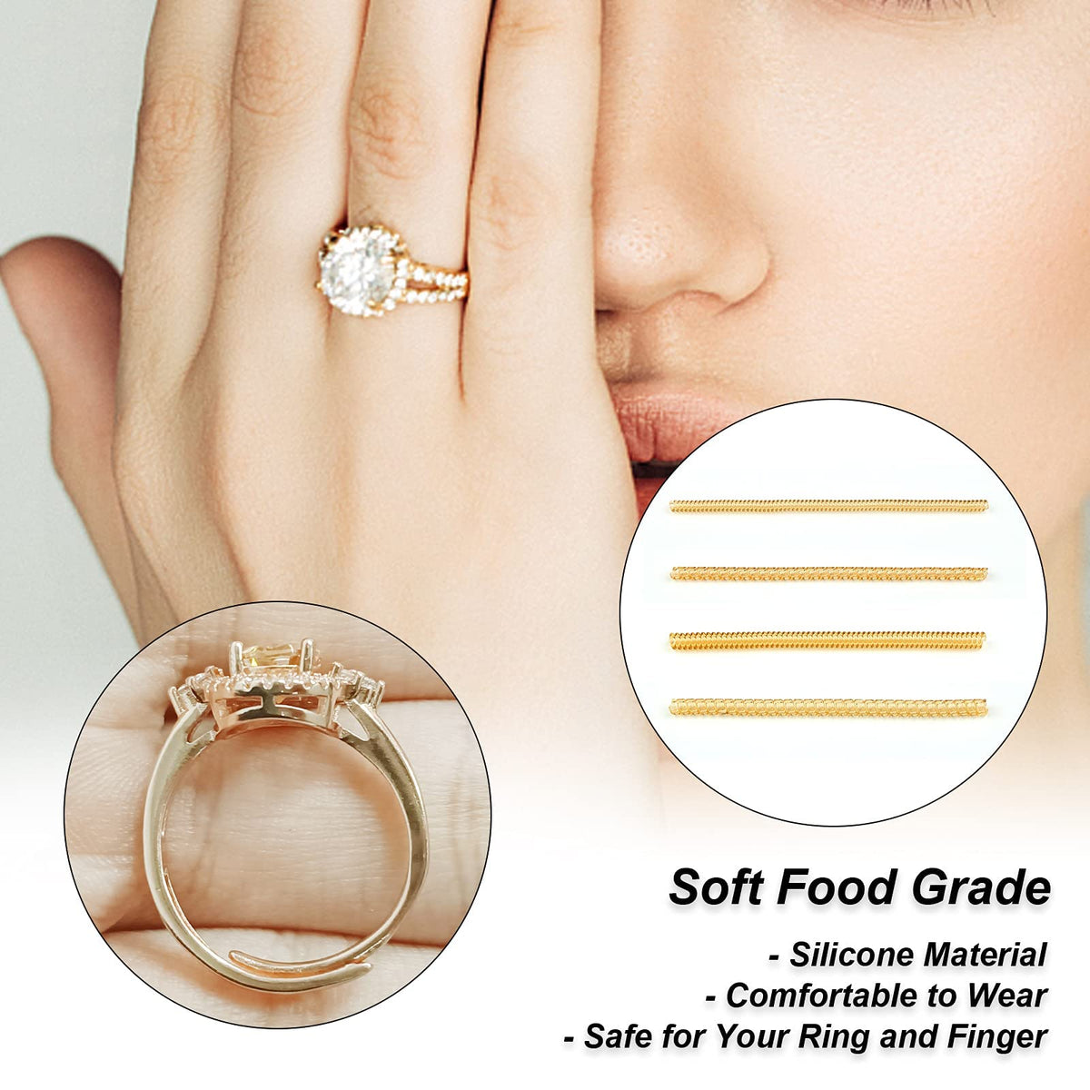 PALAY Ring Size Adjuster for Loose Rings with Spiral Design and Silicone Material | 8 Pack