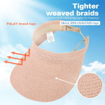 PALAY Straw Cap for Women featuring Wide Brim Sun Protection and Packable Pink 2PCS