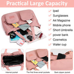 PALAY Tote Bag for Women with Multi Pockets and Removable Shoulder Strap | Pink Nylon Shoulder Handbag for Work and Travel