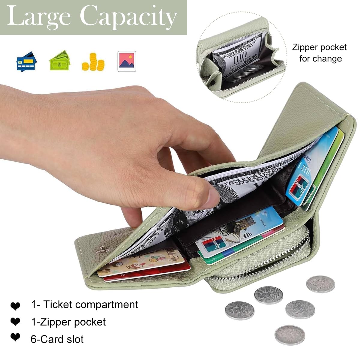PALAY Small Wallet for Women 10x8x4cm with Multi Compartment Design and PU Leather | Travel Purse