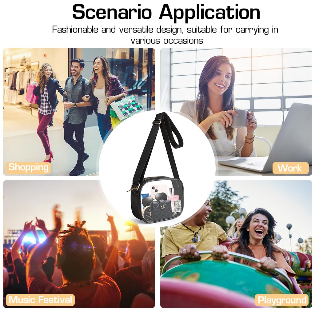 PALAY Crossbody Bag for Women with Adjustable Strap and 7.8x2.76 in Capacity | Transparent PU Frame Design