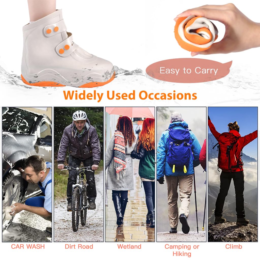PALAY Silicone Shoe Rain Cover for Outdoor Use with Snap Button Closure and Anti Slip Sole | 2 PCS US Size 7.5 9