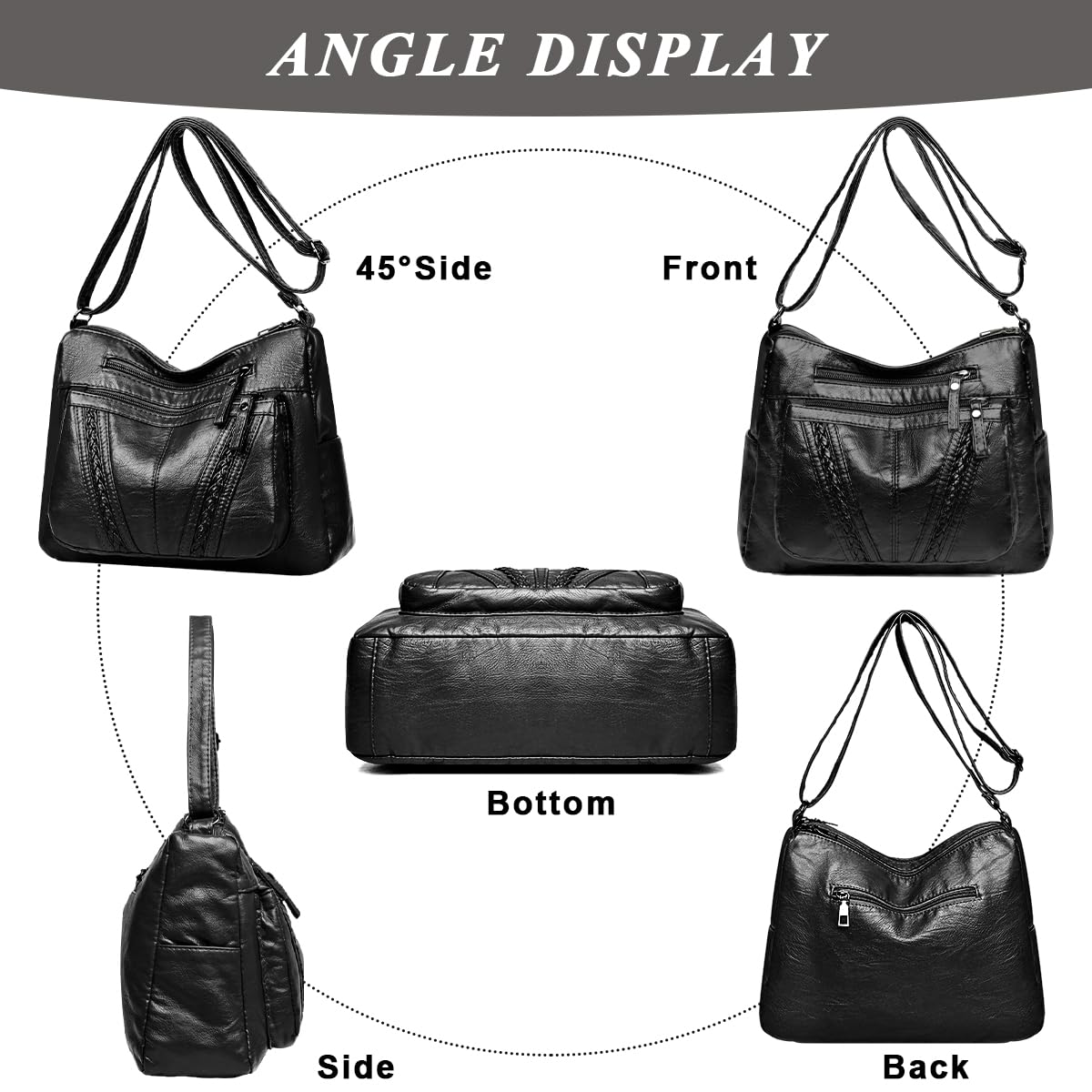 PALAY Shoulder Bag for Women with Multi Layer Compartments 28x10x22cm PU Leather | Crossbody and Travel Tote