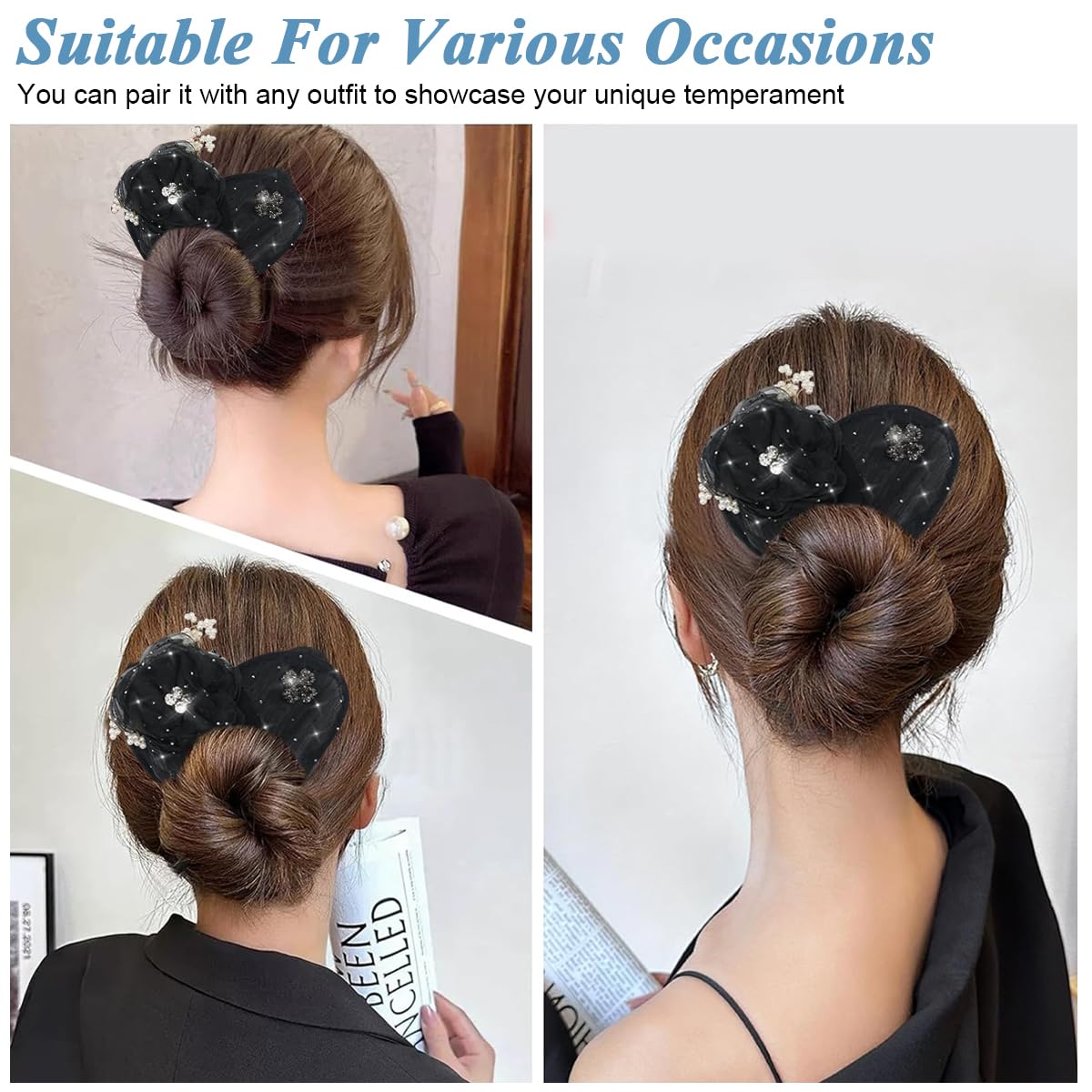 PALAY Hair Bun Maker with Flexible Wire and Soft Foam for Women featuring Floral Pearl Design