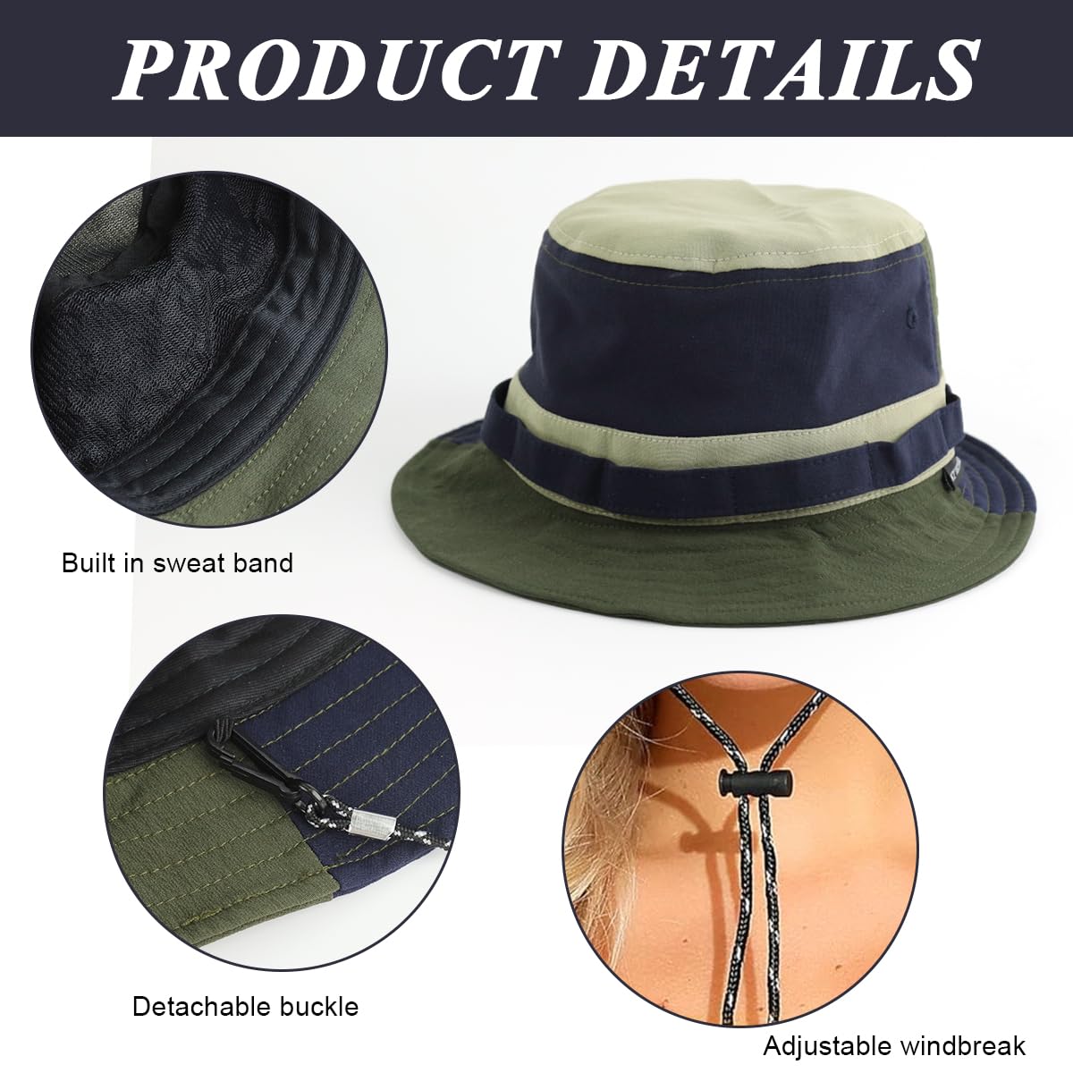 PALAY Polyester Bucket Hat for Women with Adjustable Chin Cord 54–58cm | Quick Dry Sun Protection