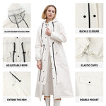 PALAY® Women Rainwear, Women Long Waterproof Raincoat, EVA Hooded Rain Coat for Women with Wide Brim Hood Detachable Clear Face Cover, Zip & Buttons Riding Outdoor Windproof Raincoats (Length 121CM)