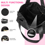 PALAY® Kitty Shoulder Tote Bag for Girls Women Oxford Cloth Crossbody Bag Travel Shoulder Bag Fitness Bag Carry-on Day Bag Duffel Bag with Detachable Shoulder Strap