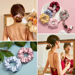 PALAY Silk Satin Scrunchies for Ponytails with Strong Elastic Hold 10pcs Set | Women & Girls Hair Ties