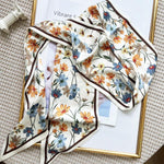 PALAY Women Silk Scarf for Suits and Blazers featuring Floral Print 59 in Long | 3 PCS Set