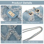 PALAY Small Shoulder Bag for Women with 21 x 9 x 14 cm Size and Metal Lock Closure | Blue Denim Crossbody